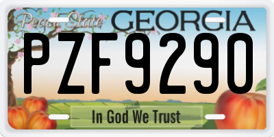 GA license plate PZF9290