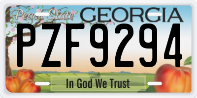 GA license plate PZF9294