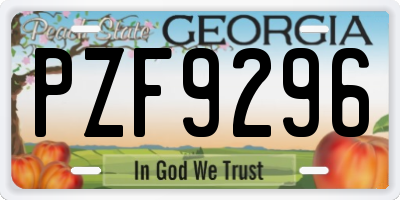 GA license plate PZF9296
