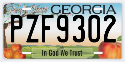 GA license plate PZF9302