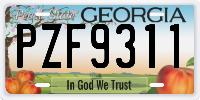 GA license plate PZF9311
