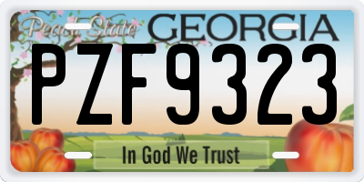 GA license plate PZF9323