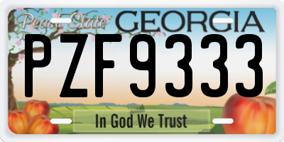 GA license plate PZF9333