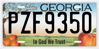 GA license plate PZF9350