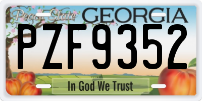 GA license plate PZF9352