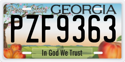 GA license plate PZF9363