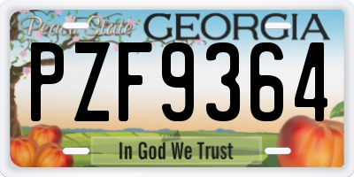 GA license plate PZF9364