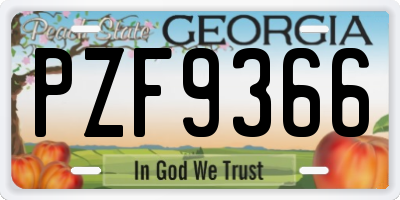 GA license plate PZF9366