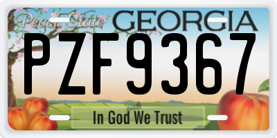 GA license plate PZF9367