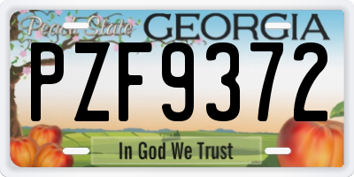 GA license plate PZF9372