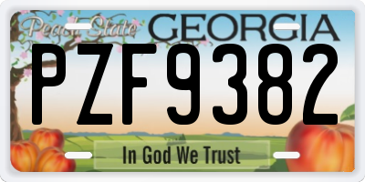 GA license plate PZF9382
