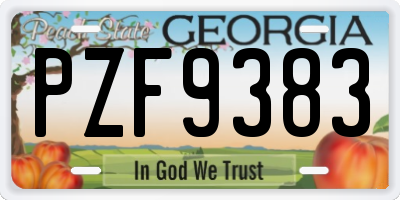 GA license plate PZF9383