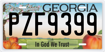 GA license plate PZF9399