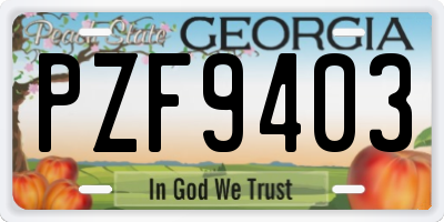 GA license plate PZF9403