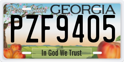 GA license plate PZF9405
