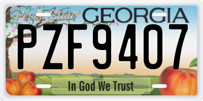 GA license plate PZF9407