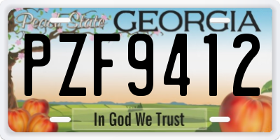 GA license plate PZF9412