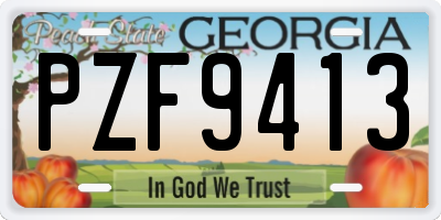GA license plate PZF9413