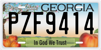 GA license plate PZF9414