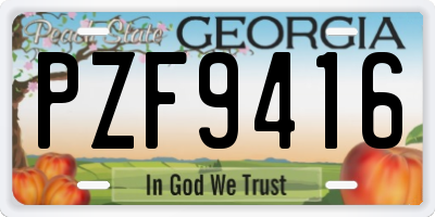 GA license plate PZF9416