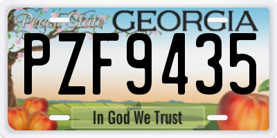 GA license plate PZF9435