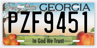 GA license plate PZF9451
