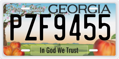 GA license plate PZF9455