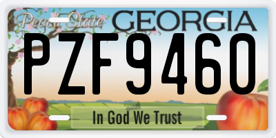 GA license plate PZF9460