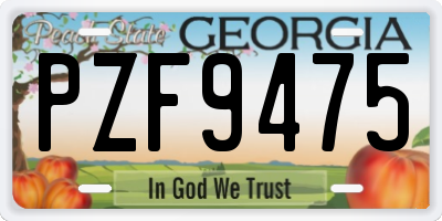 GA license plate PZF9475