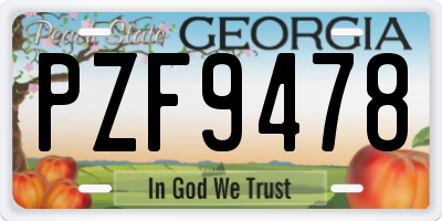 GA license plate PZF9478