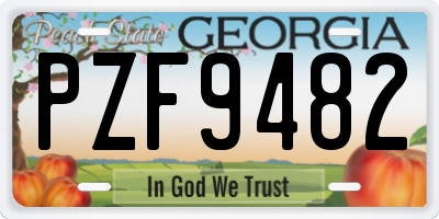 GA license plate PZF9482