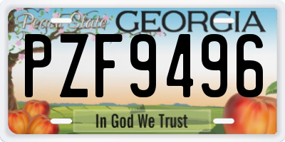 GA license plate PZF9496