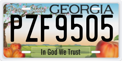 GA license plate PZF9505