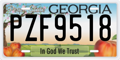 GA license plate PZF9518