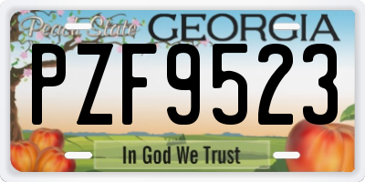 GA license plate PZF9523