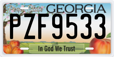 GA license plate PZF9533