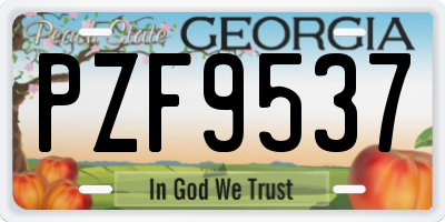 GA license plate PZF9537