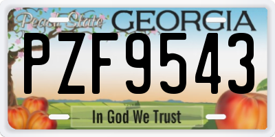 GA license plate PZF9543