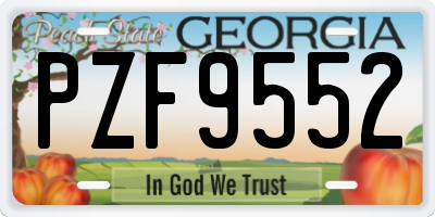 GA license plate PZF9552
