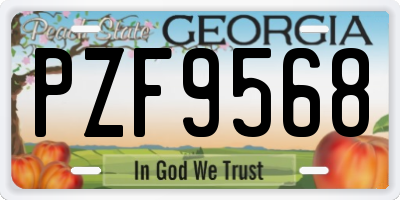 GA license plate PZF9568