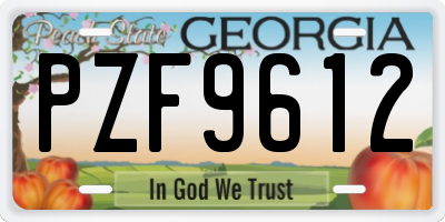 GA license plate PZF9612