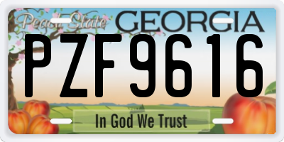 GA license plate PZF9616