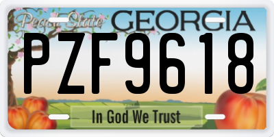 GA license plate PZF9618