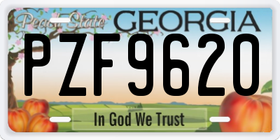 GA license plate PZF9620