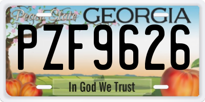GA license plate PZF9626