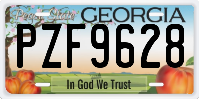 GA license plate PZF9628