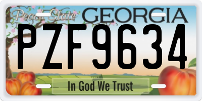GA license plate PZF9634