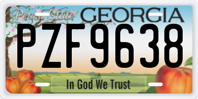 GA license plate PZF9638