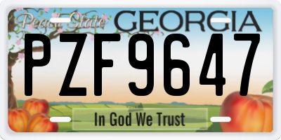 GA license plate PZF9647
