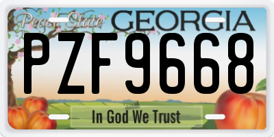 GA license plate PZF9668